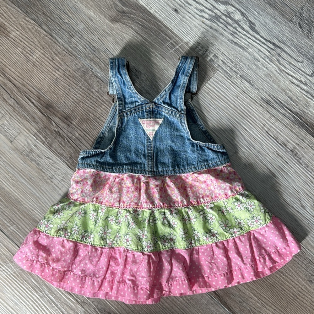 OSHKOSH B-gosh tiered ruffle bib overall skirtall - Picture 3 of 8